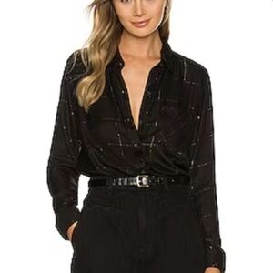 Rails Black Button-Down Shirt  In Ebony Tinsel Sz.S